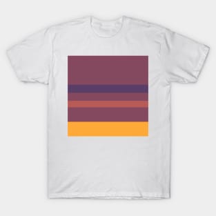 A peerless federation of Old Heliotrope, Dark Mauve, Giant'S Club, Brownish Orange and Mango stripes. T-Shirt